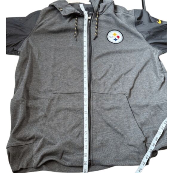 Nike Men's NFL Pittsburgh Steelers Dri-Fit Hooded Full Zip Jacket Gray Size XXL - Picture 8 of 10